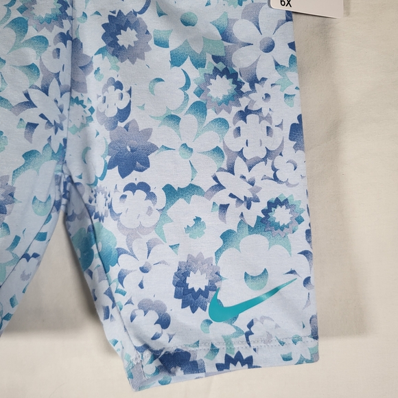 New With Tags, Girls Size 6X Nike Floral Two-Piece Shirt And Short Outfit Set - Picture 4 of 5